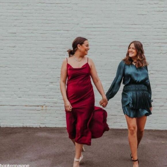 RESET by Jane Florence Satin Burgundy Cowl Neck Cami Slip Dress Size Large - Picture 14 of 16